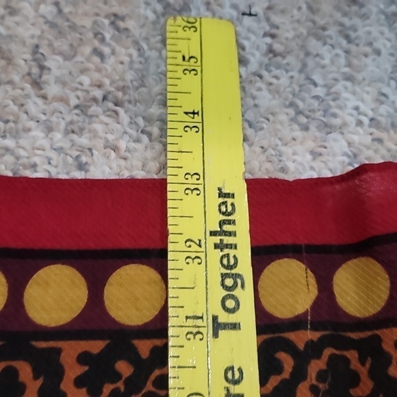 Perry Ellis Vintage Bohemian 90's Red Scarf - Picture 5 of 5